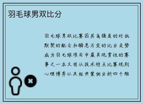 羽毛球男双比分