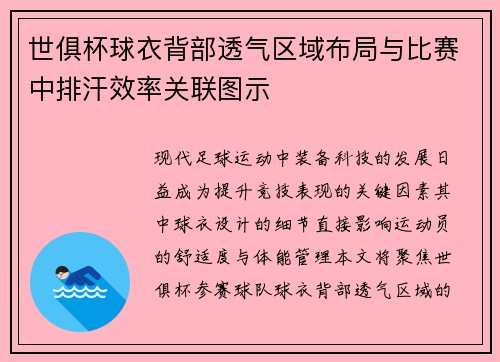 世俱杯球衣背部透气区域布局与比赛中排汗效率关联图示